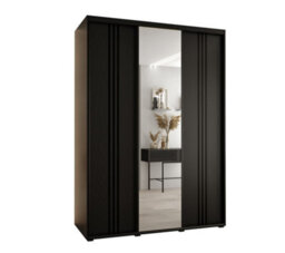 Arte Modern Chic Black Sliding Wardrobe H2050mm W1700mm D600mm With Custom Black Steel Handles - thumbnail 1