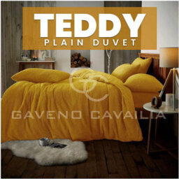 Gc Gaveno Cavailia Teddy Bear Fleece Single Ochre Duvet Set With Matching Pillowcase Fluffy Warm & Cosy Super Soft Bedding Set - thumbnail 5