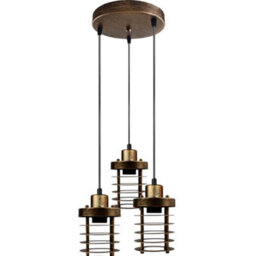 Ledsone 3 Head Pendant Light Brushed Copper Modern E27 Adjustable Ceiling Fixture For Living Room Kitchen Dining Room - thumbnail 1