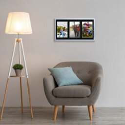 AK Frames 40X20Cm Silver Sleek Multi Photo Frame With Black Mount - Holds 3 Apertures (3X) 6X4 Photos - thumbnail 3