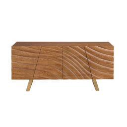 Angel Cerda Sideboard In Light Walnut And Polished Gold-Coloured Steel - thumbnail 2