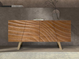 Angel Cerda Sideboard In Light Walnut And Polished Gold-Coloured Steel - thumbnail 3