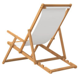 Berkfield Folding Beach Chair Solid Wood Teak Cream - thumbnail 4