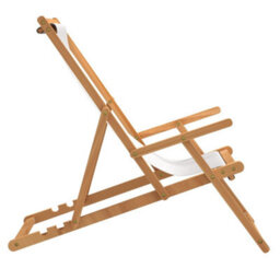 Berkfield Folding Beach Chair Solid Wood Teak Cream - thumbnail 5