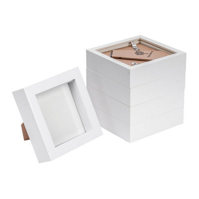 "Nicola Spring 4 X 4"" Photo Frames - 3D Photo Frame Picture Frame Box Portrait Display Case With Spacer (12.5 X 12.5Cm) X5" - image 1
