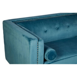 Orsina Velvet Uphoplstered 3 Seat Blue Velvet Sofa, Durable Three Seater Sofa, Versatile Button Tufted Sofa - thumbnail 6