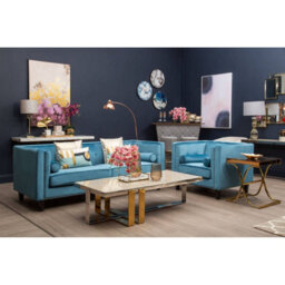 Orsina Velvet Uphoplstered 3 Seat Blue Velvet Sofa, Durable Three Seater Sofa, Versatile Button Tufted Sofa - thumbnail 5