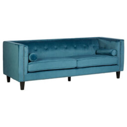 Orsina Velvet Uphoplstered 3 Seat Blue Velvet Sofa, Durable Three Seater Sofa, Versatile Button Tufted Sofa - thumbnail 2