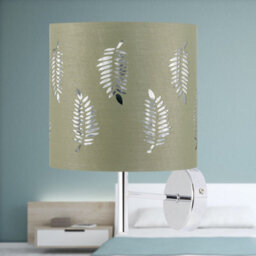 First Choice Lighting Brea - Chrome Wall Light With Sage Green Fern Shade - thumbnail 3