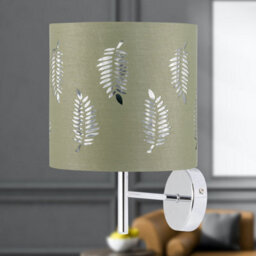 First Choice Lighting Brea - Chrome Wall Light With Sage Green Fern Shade - thumbnail 4