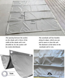 Blue 100X500 Shade Sail With Eyelets Foldable - thumbnail 4