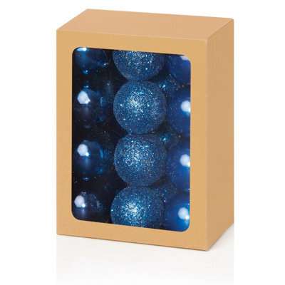 Premier Decorations Limited 24 Mini Deep Blue Christmas Tree Baubles Decoration Ornament Glitter Gloss 3Cm - image 1