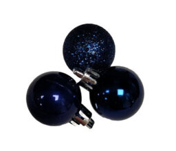Premier Decorations Limited 24 Mini Deep Blue Christmas Tree Baubles Decoration Ornament Glitter Gloss 3Cm - thumbnail 3