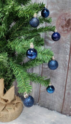 Premier Decorations Limited 24 Mini Deep Blue Christmas Tree Baubles Decoration Ornament Glitter Gloss 3Cm - thumbnail 2