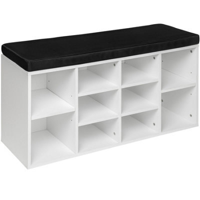 Tectake Shoe Rack - Storage Cabinet For 10 Pairs Of Shoes, Bench With Seat Cushion, 103.5 X 48 X 30 Cm - 103.5 Cm - Black/white - image 1