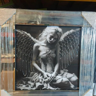 Biznest Modern Liquid Glitter Wall Art With Mirrored Edges Extra Large Size 55X55Cm (Biz1081)