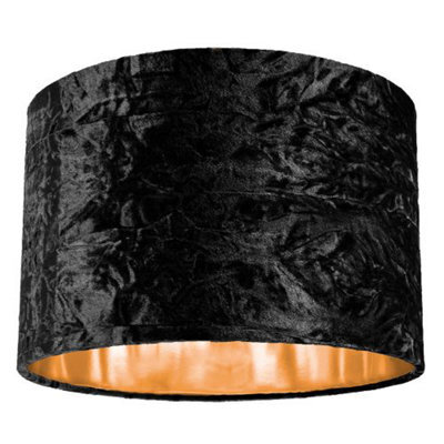 Happy Homewares Modern Black Crushed Velvet 12 Table/pendant Lamp Shade With Shiny Copper Inner - image 1