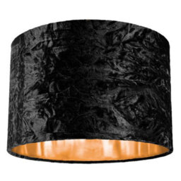 Happy Homewares Modern Black Crushed Velvet 12 Table/pendant Lamp Shade With Shiny Copper Inner