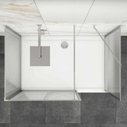 Royal Bathrooms Luxor 3 Sided Walk In Wet Room Fluted Shower Enclosure With 1600 X 800mm Stone Tray & Chrome Frame 8mm Easy Clean Glass - thumbnail 5