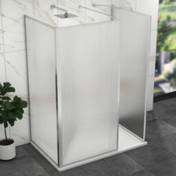 Royal Bathrooms Luxor 3 Sided Walk In Wet Room Fluted Shower Enclosure With 1600 X 800mm Stone Tray & Chrome Frame 8mm Easy Clean Glass - thumbnail 4
