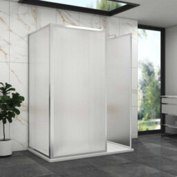 Royal Bathrooms Luxor 3 Sided Walk In Wet Room Fluted Shower Enclosure With 1600 X 800mm Stone Tray & Chrome Frame 8mm Easy Clean Glass - thumbnail 3