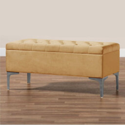 137Cm Modena Upholstered Ottoman Storage Bench, Mink Plush Velvet Tufted End Of Bed Shoes Box, Entryway Ottoman Footstool