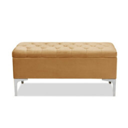 Modena Storage Ottoman Bench, Ottoman Footstool With Legs, 137Cm Plush Velvet Upholstered End Of Bed Bench, Mink - thumbnail 2