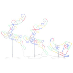 Berkfield Acrylic Christmas Flying Reindeer&sleigh 260X21X87Cm Colourful - thumbnail 2