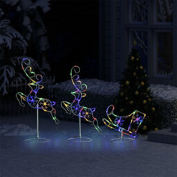 Berkfield Acrylic Christmas Flying Reindeer&sleigh 260X21X87Cm Colourful - thumbnail 3