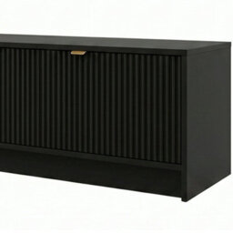 Tv Stand Tireno 2K 180 Cm Black Molet Modern Ribbed Media Unit Cabinet Gold Handles Living Room Furniture Glamour Style - thumbnail 5