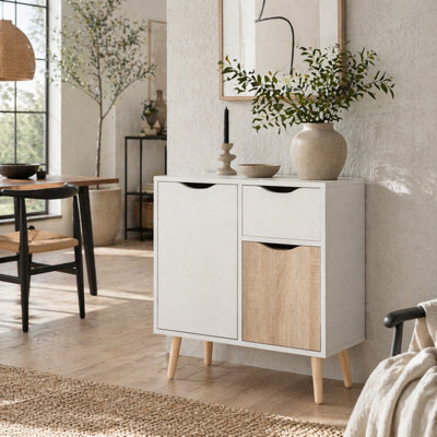 Wyld Haus Roke Levi Natural Brown Sideboard - 1 Drawer And 2 Doors, 60W X 30D X 72H Cm - image 1