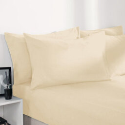 Ohs Ultra Soft Microfibre Plain Fitted Bed Sheet, Ivory - King - thumbnail 1