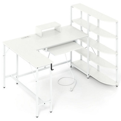 L Shaped Corner Computer Desk Home Office Desk With Storage Shelves - image 1