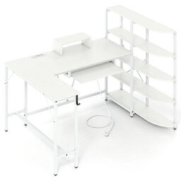 L Shaped Corner Computer Desk Home Office Desk With Storage Shelves - thumbnail 1
