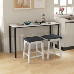 Gainoom 2Pcs 62Cm White Bar Stools Pu Leather Padded Upholstered Counter Height Chair Backless - thumbnail 3