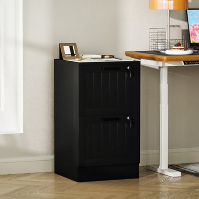 Homcom 2 Drawer File Cabinet With Lock And Adjustable Hanging Bars, Black - image 1