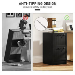 Homcom 2 Drawer File Cabinet With Lock And Adjustable Hanging Bars, Black - thumbnail 7
