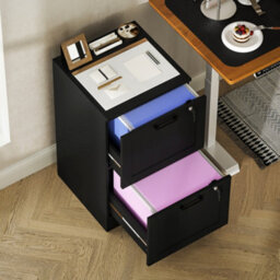 Homcom 2 Drawer File Cabinet With Lock And Adjustable Hanging Bars, Black - thumbnail 9