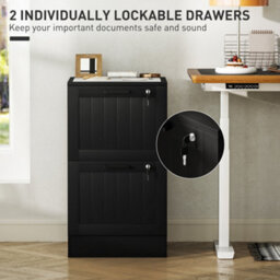 Homcom 2 Drawer File Cabinet With Lock And Adjustable Hanging Bars, Black - thumbnail 6