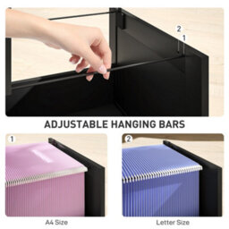 Homcom 2 Drawer File Cabinet With Lock And Adjustable Hanging Bars, Black - thumbnail 5