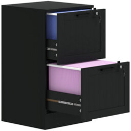 Homcom 2 Drawer File Cabinet With Lock And Adjustable Hanging Bars, Black - thumbnail 2
