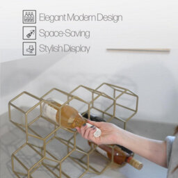 Divchi Wine Rack Bottle Holder No Need Assembly Modern Metal Wire Wine Storage For Countertop Table Top Coffee Bar Kitchen - thumbnail 4