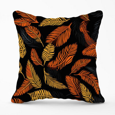 Warren Reed Designer Orange Feather Leaves Outdoor Cushion 45Cm X 45Cm - image 1