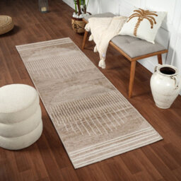 Livabliss Floransa-Geometric Grey Ivory Brown Modern Living Dining Bedroom Rug 80 X 220 Cm Easy Care, Non Shedding - thumbnail 2