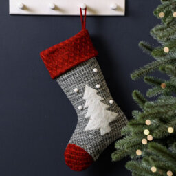 Dibor Grey Sweater Knit Tree Xmas Gift Decoration Christmas Stocking For Kids - thumbnail 1