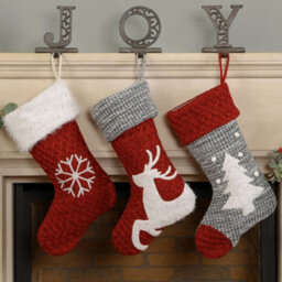 Dibor Grey Sweater Knit Tree Xmas Gift Decoration Christmas Stocking For Kids - thumbnail 4