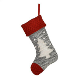 Dibor Grey Sweater Knit Tree Xmas Gift Decoration Christmas Stocking For Kids - thumbnail 2