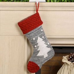 Dibor Grey Sweater Knit Tree Xmas Gift Decoration Christmas Stocking For Kids - thumbnail 3