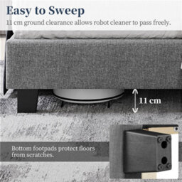 Yaheetech Bed Frame With Channel Tufted Headboard - Light Grey / Double - thumbnail 4