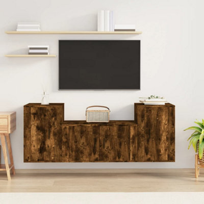 Berkfield 3 Piece Tv Cabinet Set Smoked Oak Engineered Wood - image 1